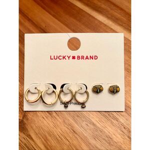 Lucky Brand | Semiprecious Stone Set of 3 Earrings | Gold Tone